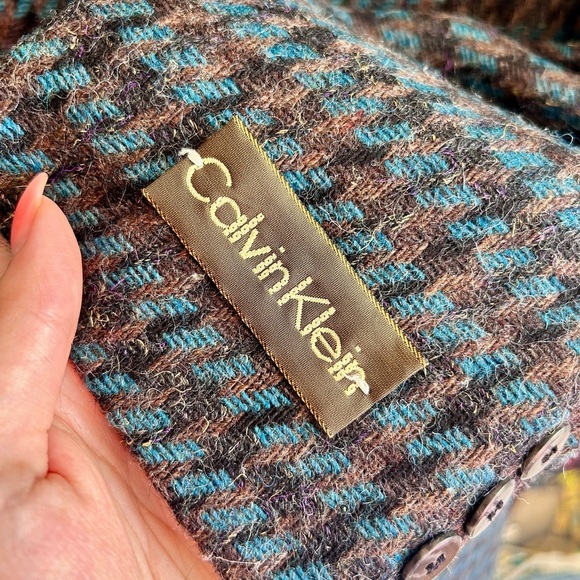 Vintage 70s 80s Deadstock NWT Calvin Klein Wool Houndstooth Blazer - Picture 3 of 13